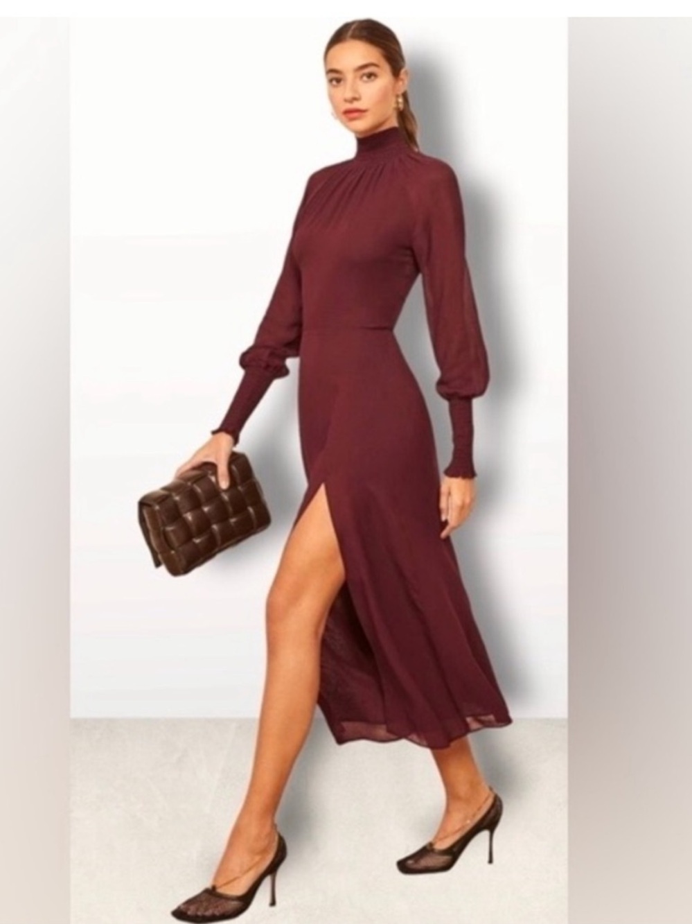 Reformation Burgundy Stevi Maxi Dress